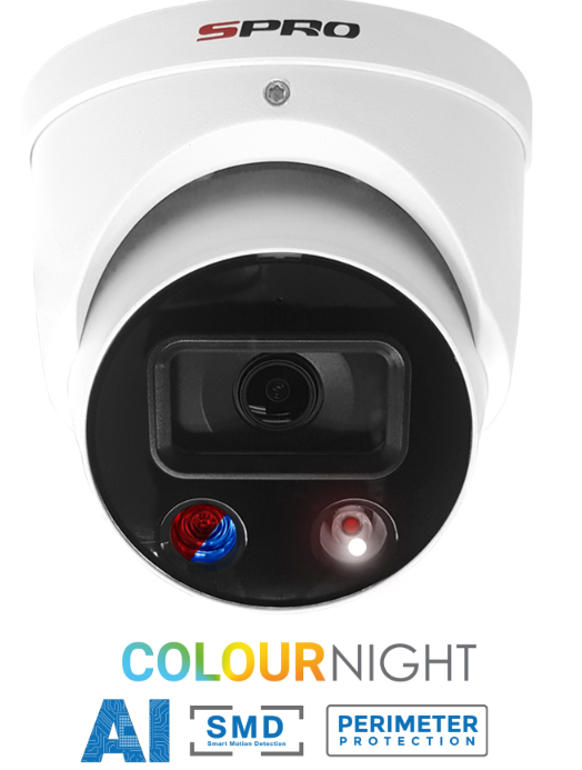 SPRO 5MP IP Smart Dual Illumination Turret with Active Deterrence DHIPD50/28LRW/30-D-V2