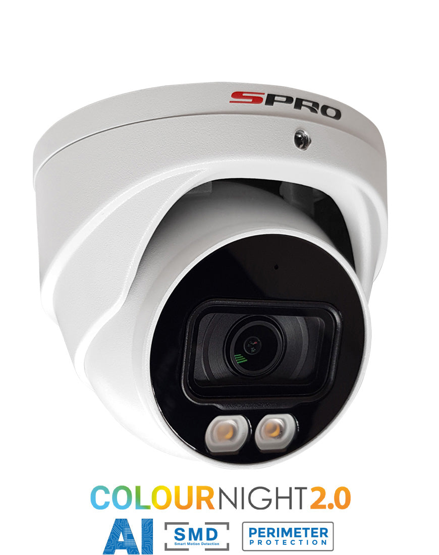 SPRO 8MP IP Smart Dual Illumination Turret with COLOUR NIGHT 2.0 DHIPD80/28LRW-M